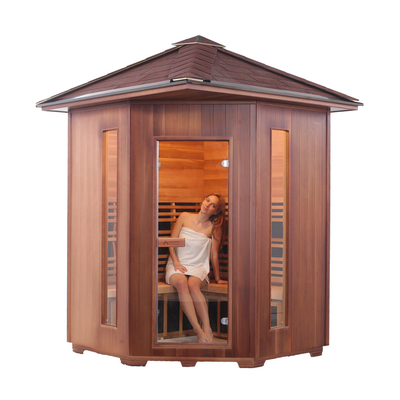 Hemlock Red Cedar Wooden 4 Ατόμων Υπαίθρια Σάουνα Κήπου Υπέρυθρη