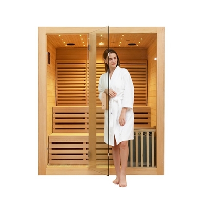 Canadian Hemlock Wood Indoor Traditional Steam Sauna Δωμάτιο 4 ατόμων για το σπίτι