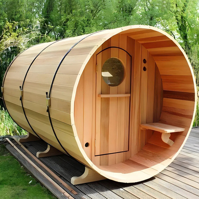 Καναδικό ξύλο Hemlock / Red Cedar βαρέλι Παραδοσιακό sauna για εξωτερικούς χώρους