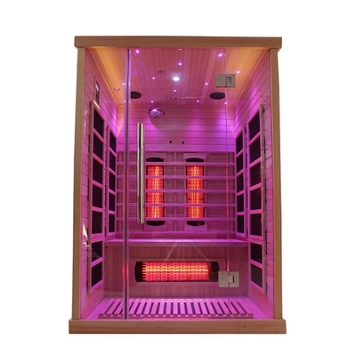 υπέρυθρη σάουνα 2 ατόμων 1750W Hemlock στερεά ξύλινη για το εσωτερικό σπίτι