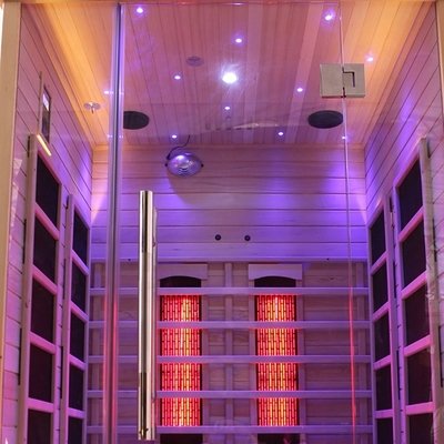 υπέρυθρη σάουνα 2 ατόμων 1750W Hemlock στερεά ξύλινη για το εσωτερικό σπίτι