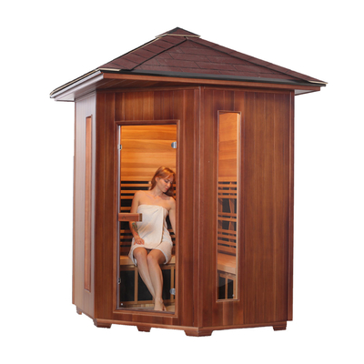 Hemlock Red Cedar Wooden 4 Ατόμων Υπαίθρια Σάουνα Κήπου Υπέρυθρη
