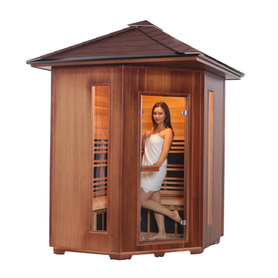 Hemlock Red Cedar Wooden 4 Ατόμων Υπαίθρια Σάουνα Κήπου Υπέρυθρη