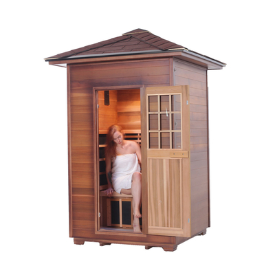 Red Cedar Hemlock Corner Ξύλινη Υπαίθρια Υπέρυθρη Σάουνα για 2 Άτομα