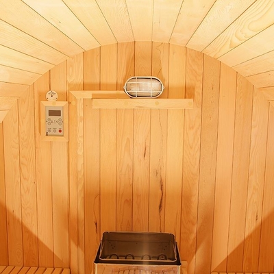 Υπαίθρια Tradtional Hemlock ξύλινη σάουνα 6 βαρελιών ατμού εγχώριου Commerical πρόσωπο