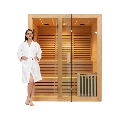 Canadian Hemlock Wood Indoor Traditional Steam Sauna Δωμάτιο 4 ατόμων για το σπίτι