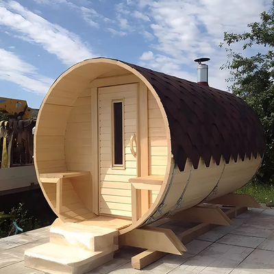 Καναδικό ξύλο Hemlock / Red Cedar βαρέλι Παραδοσιακό sauna για εξωτερικούς χώρους